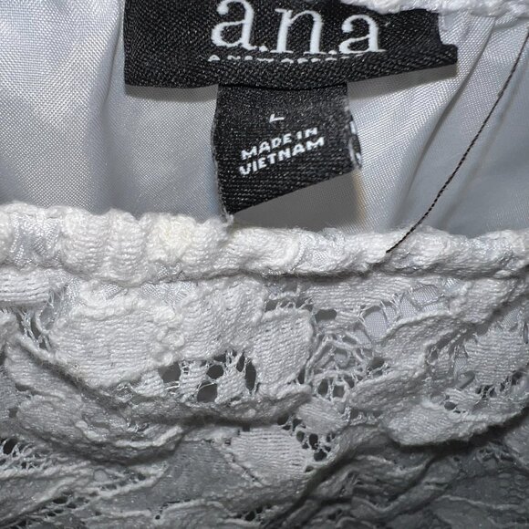 A.N.A. White Floral Lace Boho Top Size L | Off Shoulder Peplum Blouse - Picture 2 of 3